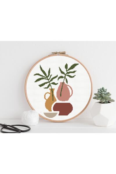 BST Etamin Kanaviçe Seti Minimal Tasarım