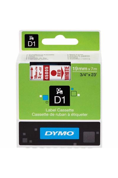 Dymo شريط D1 باللون الأبيض والأحمر - 19 مم × 7 م، قياسي 45805