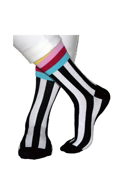 VMBI Unisex Multicolored Vertical and Horizontal Striped Socks
