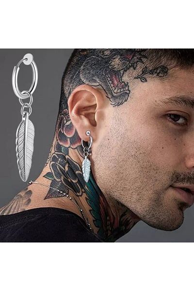 Jaida Moda Unisex Surgical Steel Non-Perforated Fake Silver Earrings