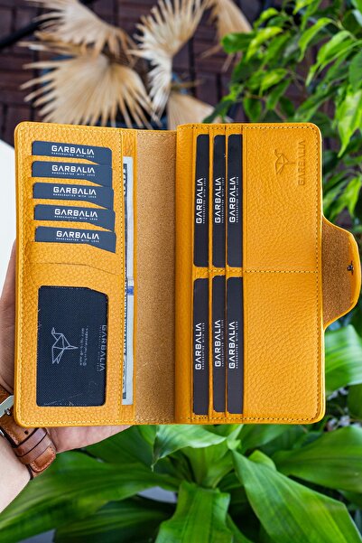 Garbalia Unisex Mustard Yellow Martha Genuine Leather Portfolio Wallet