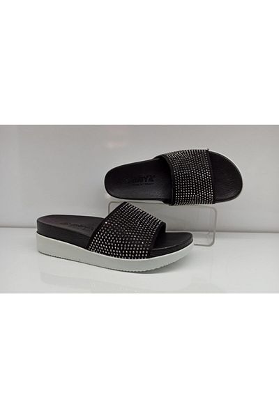 Muya Women's Black Anatomical Stone Slippers