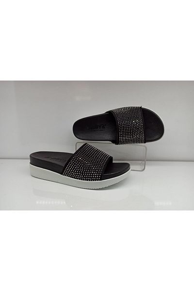 Muya Women's Black Anatomical Stone Slippers