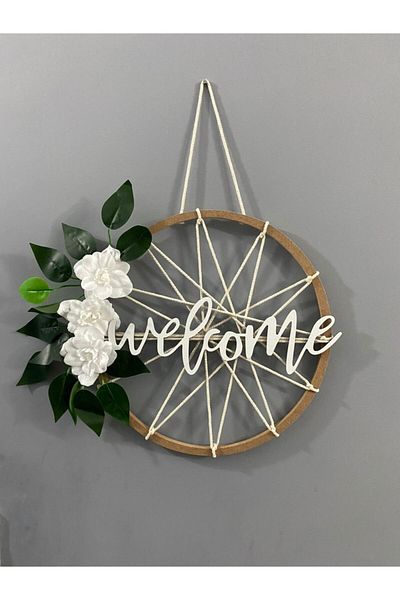 HOBİ55 Welcome Door Ornament Welcome Garland Λευκό 33x33 Στολίδι πόρτας 57