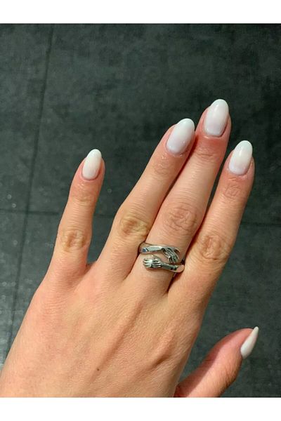 Köstebek Vintage Hugging Hands Romantic Lover Ring