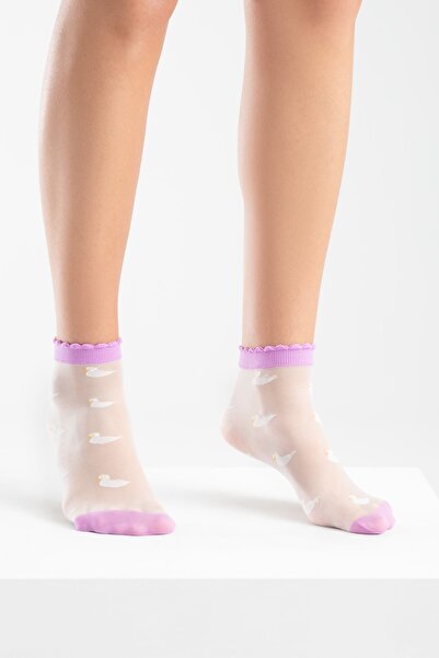 Bonny Silver Women's White Duckless Duckly Socket Silver Socks