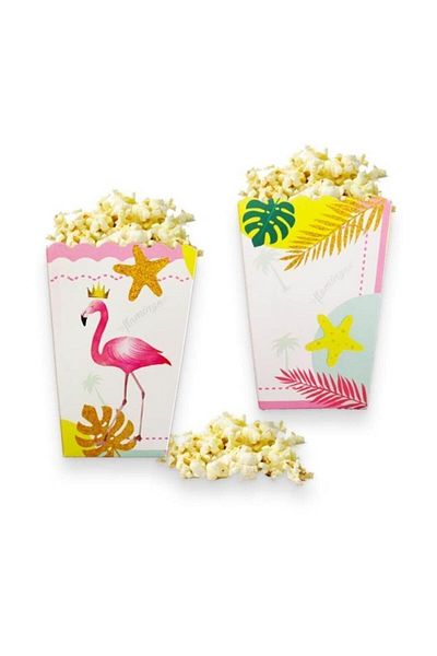 Parti dolabı Flamingo Popcorn Box (corn, Chips Box) 8 Pieces