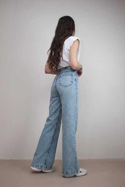 Ramrod Blue Snow Washed Blue Wide Leg Jeans Wide Leg Jeans