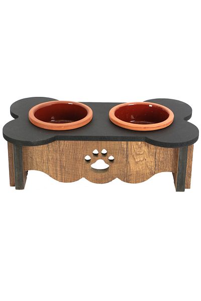 HobiMax Wooden Glazed Pottery Bowl Organic Cat Food And Water Bowl 3