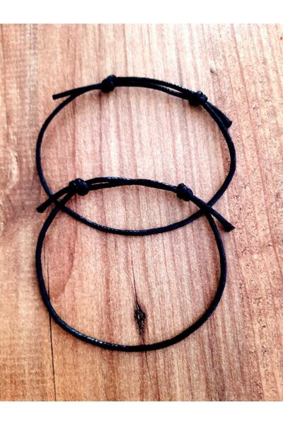 banilya سوار حبل أسود سميك 2 قطعة سوار مجوهرات معقود قابل للتعديل