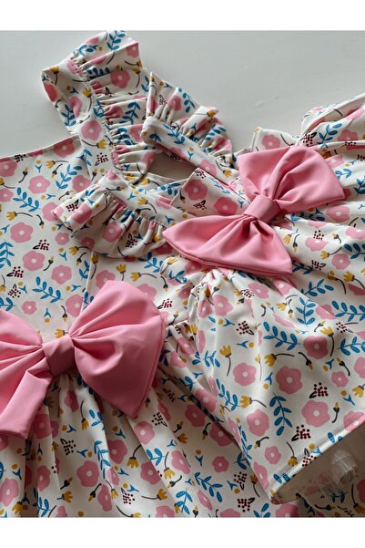 Anne Kız Tasarım Fiyonklu Elbise