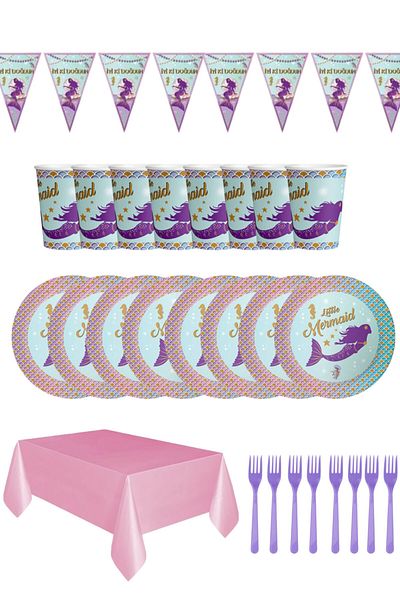 BARN MEMBERS Mermaid Birthday Decoration Set for 8 People