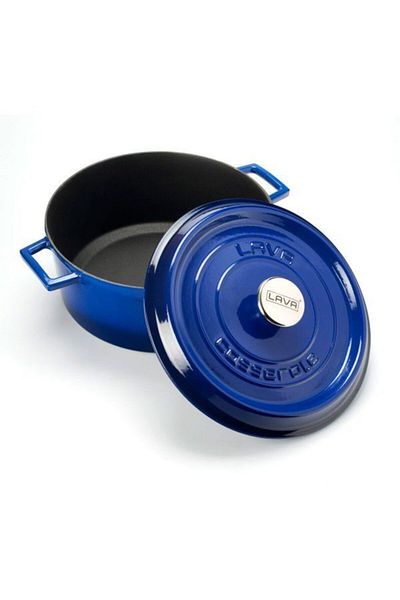 Lava Blue Round Deep Cast Pot 28 cm