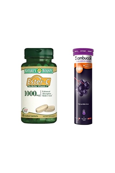 Nature's Bounty قرص Ester-c 1000 mg 60 من Sambucol Plus Efervesan