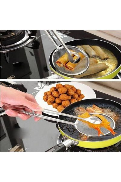 EbruliHomeArt Frying and Boiling Tongs with Strainer