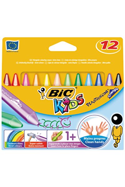 Bic Elleri Kirletmeyen Üçgen Mum Boya 12 Renk 829773