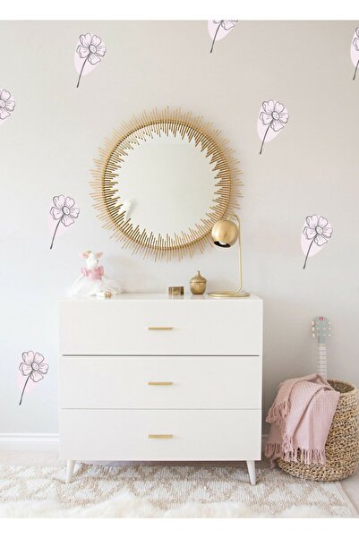 Sticker Sepetim Mini Papatya Lila Çizgisel Duvar Sticker Set