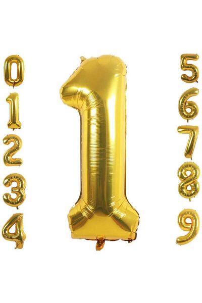 Patladı Gitti 1 Number One Gold Foil Balloon 32-34 Inc 82 cm