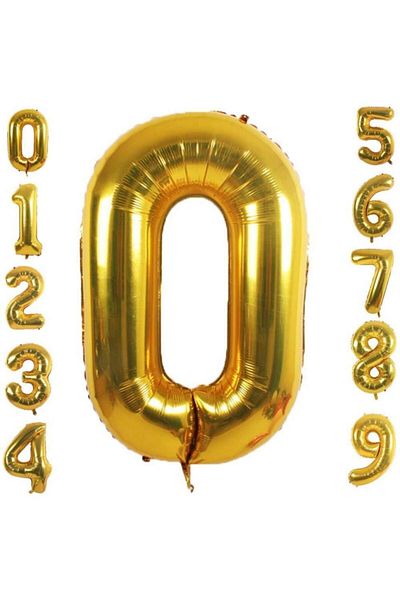 Patladı Gitti 0 Zero Number Gold Foil Balloon 32-34 Inc 82 Cm