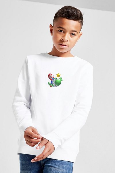 QIVI Hanorac alb cu imprimeu Super Mario And Friends pentru copii unisex