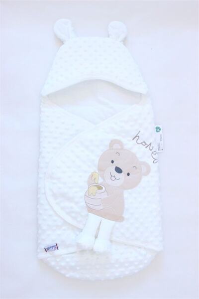 Bebecix Honey Bear Chickpea Embossed Swaddle White