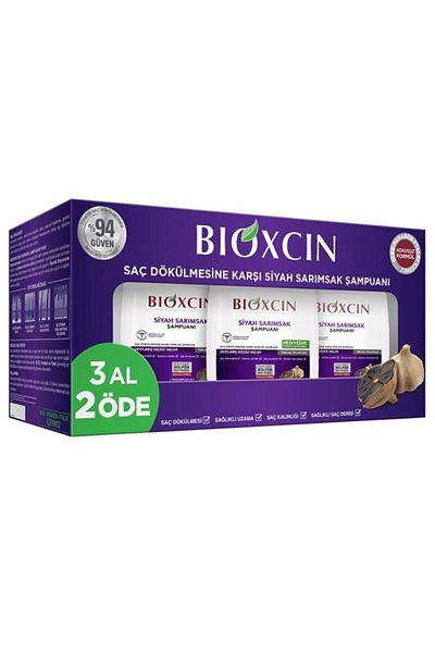 Bioxcin Black Garlic Shampoo - 300 Ml, Buy 3 Pay for 2, All Hair Types