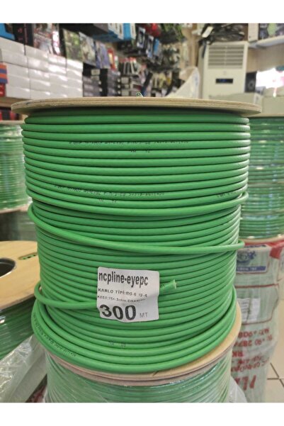 NcpLine Yeşil Anten Kablosu Rg 6 U4 64 Telli 25 Metre Hazır F Konnektörlü Tak Çalıştır