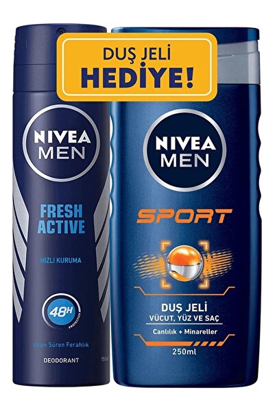 NIVEA Men Fresh Active 48h Erkek Deodorant 150ml + Duş Jeli Sport 250ml Set