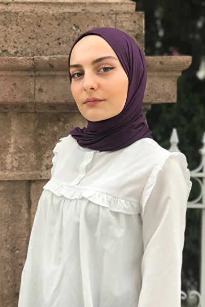 Esarp Center شال قطن ممشط بنفسجي نسائي 60x190 سم