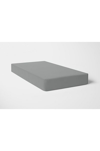 Anemons Single Combed Cotton Fitted Sheet - 100 X 200 - Dark Gray