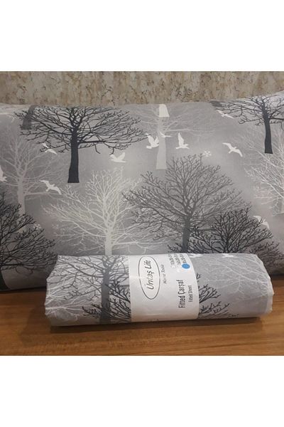 üntaş (120) Cearşaf de îmbrăcăminte 1 bucată Faţă de pernă 120x200 Grey Tree Ecgriawood1