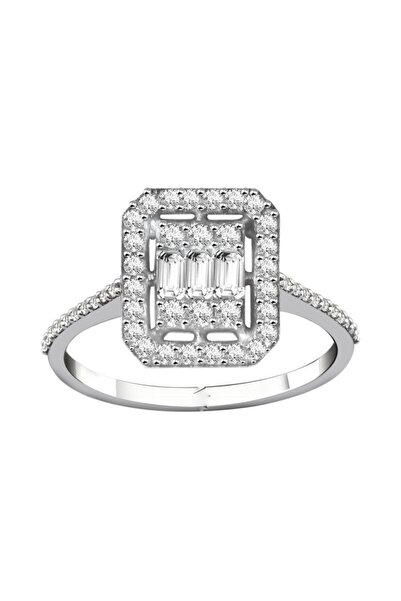 Güler Kuyumculuk 8 Ayar Beyaz Altın Baget Taşlı Yüzük – 1,40 Gram