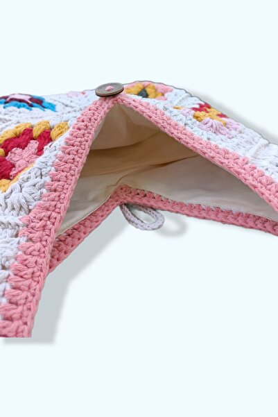 Masal Örgü Evi Παραμυθένια πολύχρωμη χειροποίητη πλεκτή γυναικεία τσάντα ώμου Τσάντα με βελονάκι