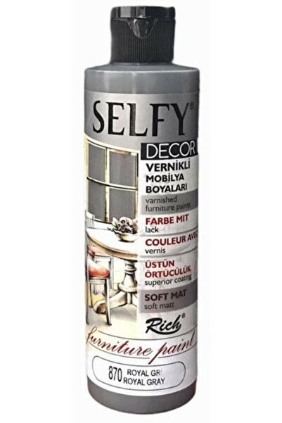 Boyalı Eller Hobi Sanat Rich Selfy Decor Vernikli Akrilik Mobilya Boyası Royal Gri 240 Cc