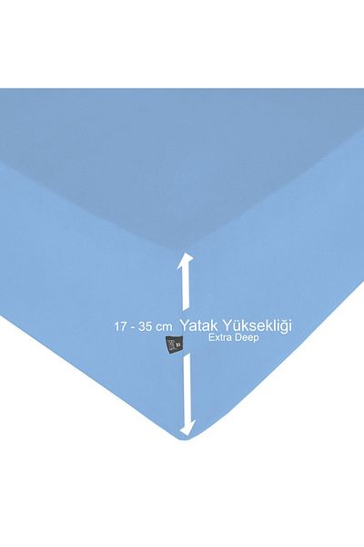 Berg Bettlaken ملاءة سرير من القطن الممشط الفاخر بارتفاع 90x200 35 سم باللون الأزرق