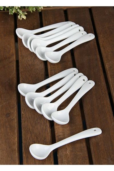 Kitchen Store 11 cm Luxury Sweet Porcelain Teaspoon Set - 12 Pieces