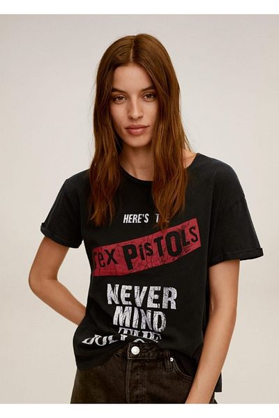 MANGO Woman Tricou negru pentru femei 67019211