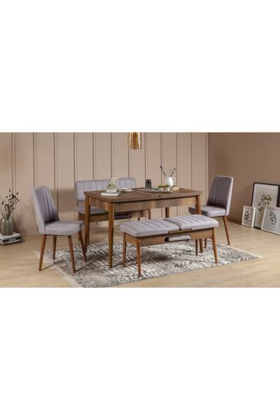 REYSA MOBİLYA Sembol Extra Mutfak Masa Takımı Ceviz Soho