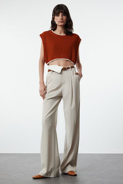 Trendyol Collection Brick Color Crop Knitwear Svetr - TWOAW25SV00003