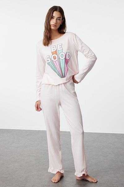 Trendyol Collection Σετ πιτζάμες με βολάν από 100% βαμβάκι - THMAW21PT0270