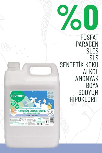 Siveno %100 Doğal Çamaşır Sabunu Bitkisel Deterjan Yumuşatıcı Gerektirmez Vegan 5000 ml