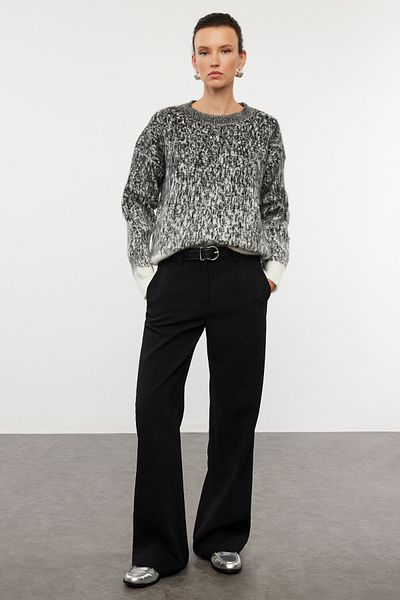 Trendyol Collection Anthracite Stone Soft Textured Patterned Knitwear Sweater Twoaw25Kz00150