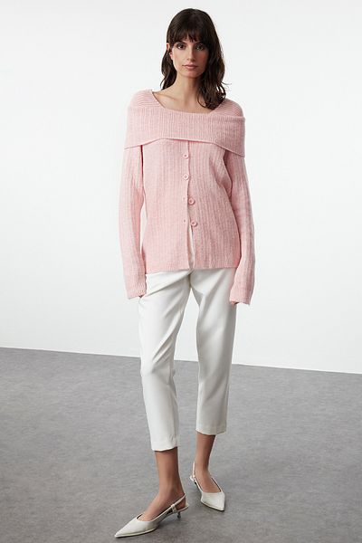 Trendyol Collection Carmen Collar Salmon Knitwear Cardigan - Soft Textured Twoaw25Hi00054
