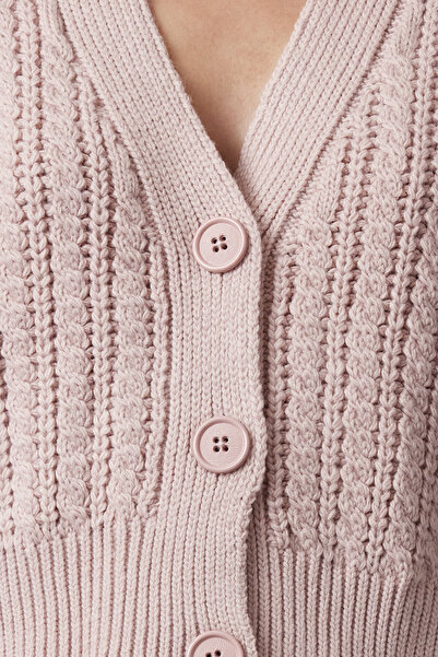 Trendyol Collection Měkká texturovaná pudrová pletenina Cardigan - Twoaw25Hi00272