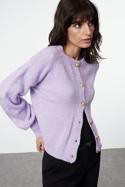 Trendyol Collection Lila kötöttáru Boucle Cardigan - TWOAW25HI00147