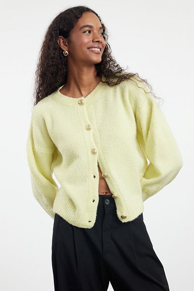 Trendyol Collection Sárga Bouclé Jacket Look Kötött kardigán TWOAW25HI00147