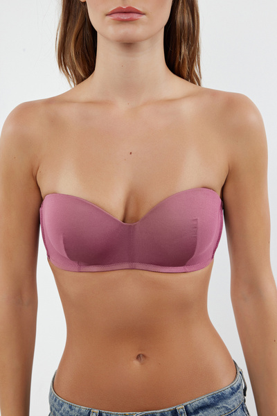 Trendyol Collection Dusty Rose-Ten 2 csomagos kötélpántos, töltetlen, egész kupás pánt nélküli kötött melltartó THMSS21SU0141