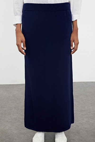 Trendyol Modest Navy Blue Knitwear Cardigan and Skirt Set - TCTAW25US00028