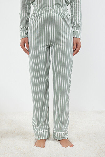 Trendyol Collection Sada pleteného pyžama s mátovým vzorem - THMAW25PT00002