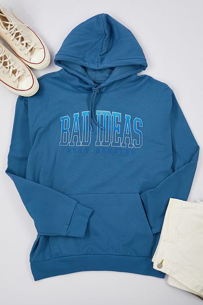 Trendyol Collection Oversize saks Barevný text tištěný vyšívaná mikina s kapucí - Tmnaw25Sw00084